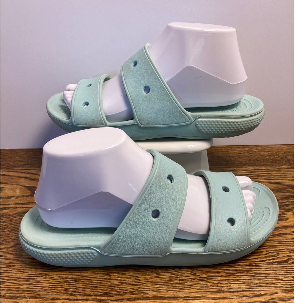 Crocs Classic Sandals Light Blue Mint Double Strap Slides Womens 8 Mens 6